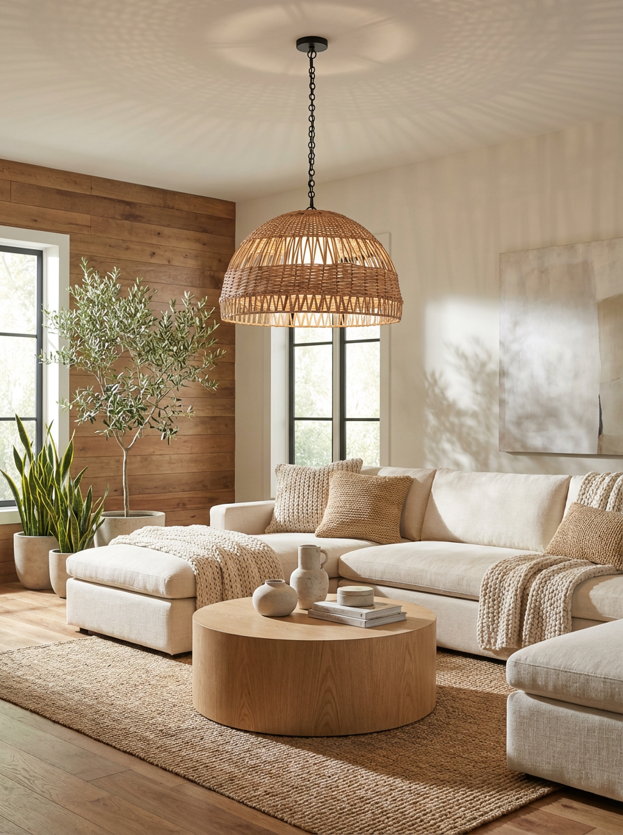 RIVA 1-Light Natural Rattan Pendant by Mirage Lighting-zoom-4
