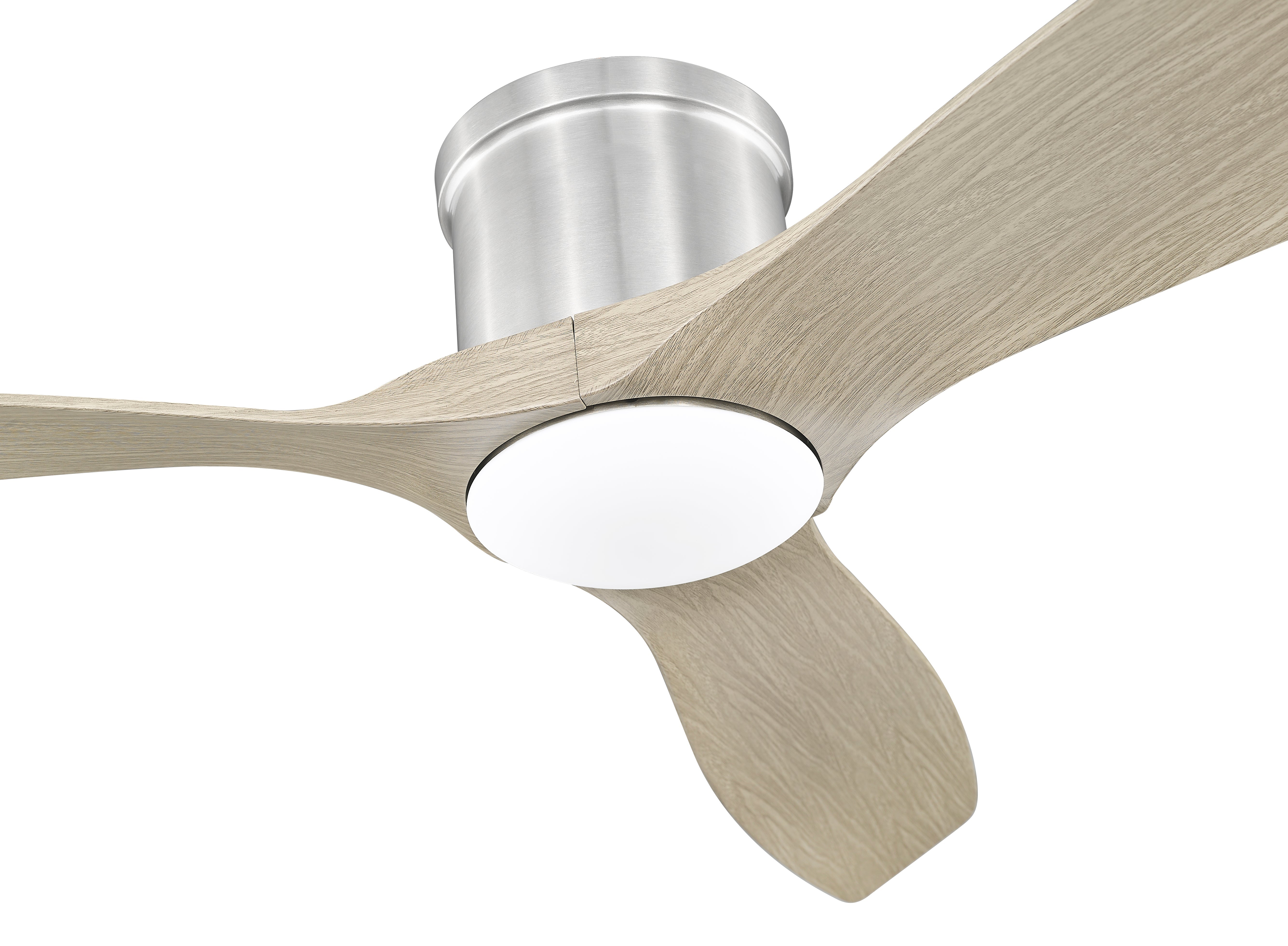 Apollo 52" Flush Ceiling Fan in Brushed Nickel with Driftwood