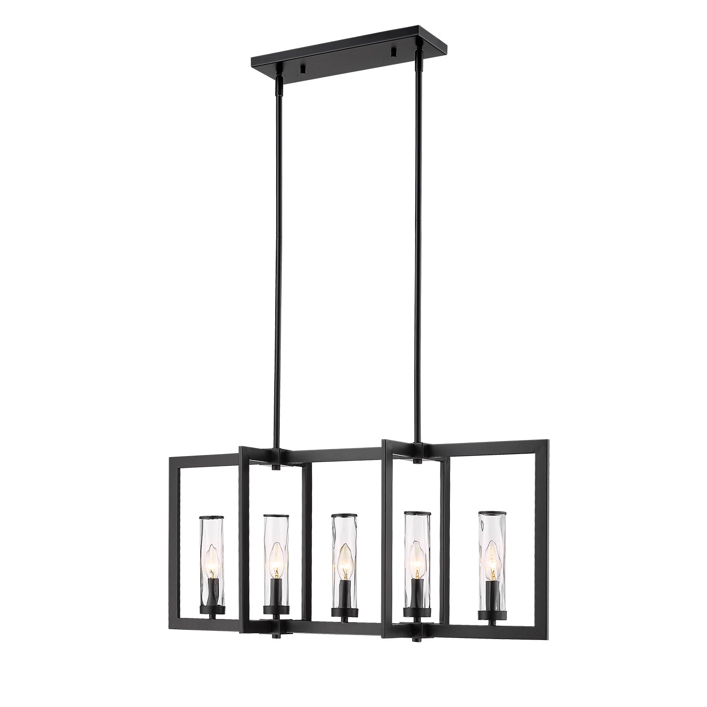 Glacier 5-Light Clear Water Glass Linear Pendant-zoom-1