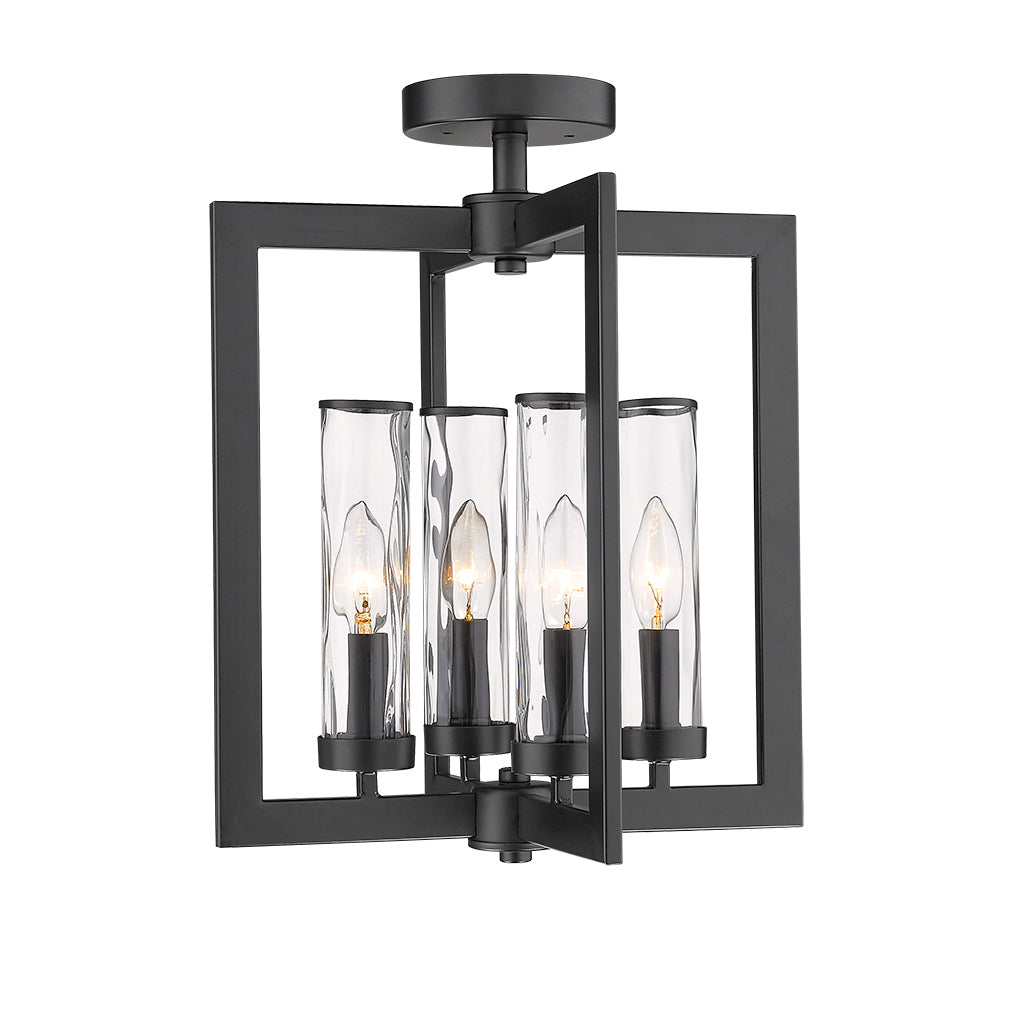 Glacier 4-Light Clear Water Glass Semi Flush Mount-1