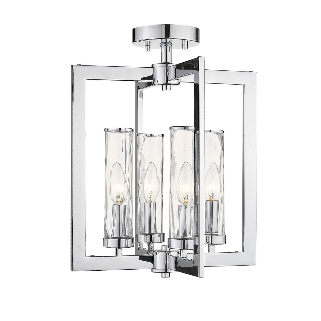 Glacier 4-Light Clear Water Glass Semi Flush Mount-3