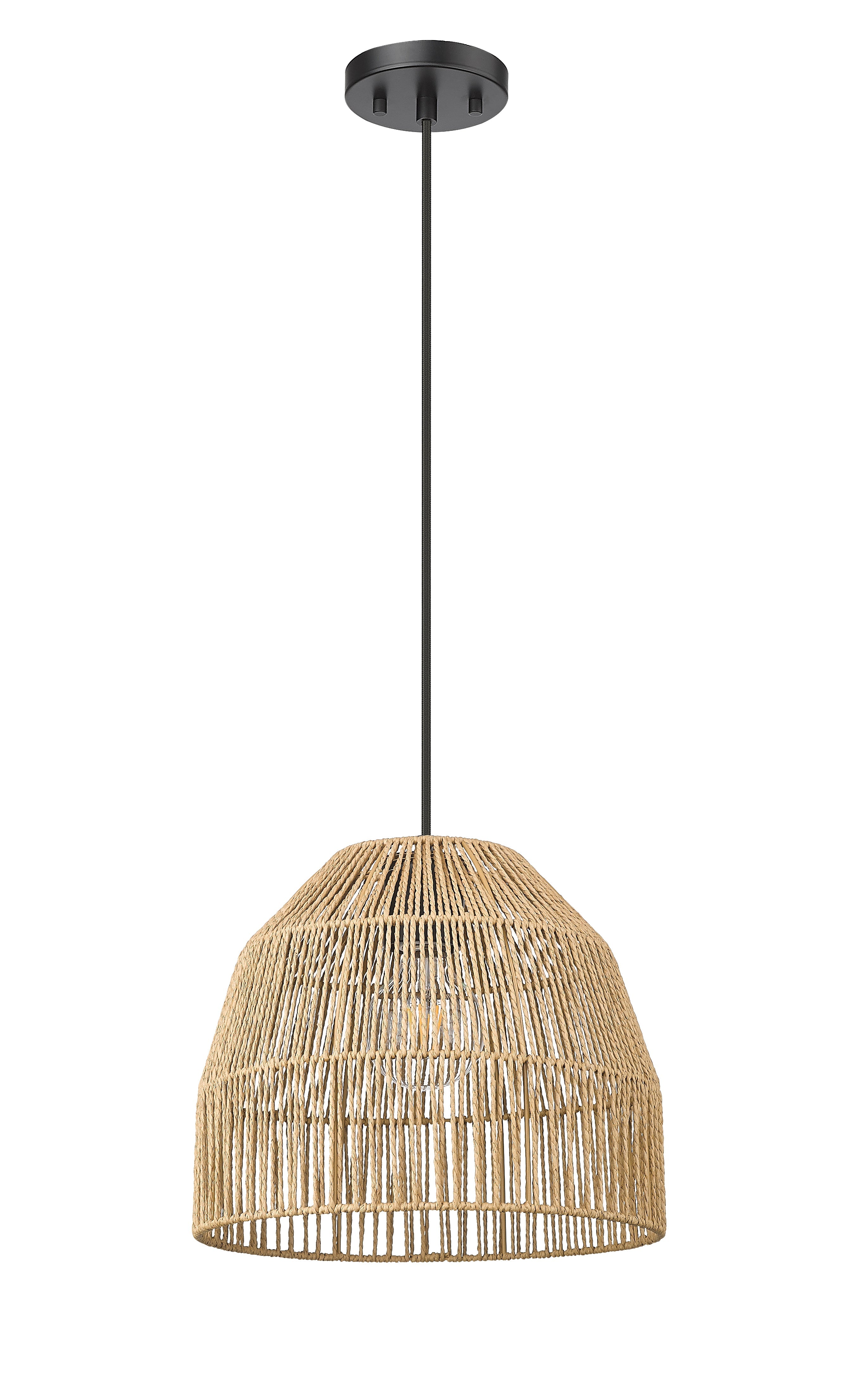 Weave 1-Light Natural Hemp Rope 12" Pendant-zoom-3