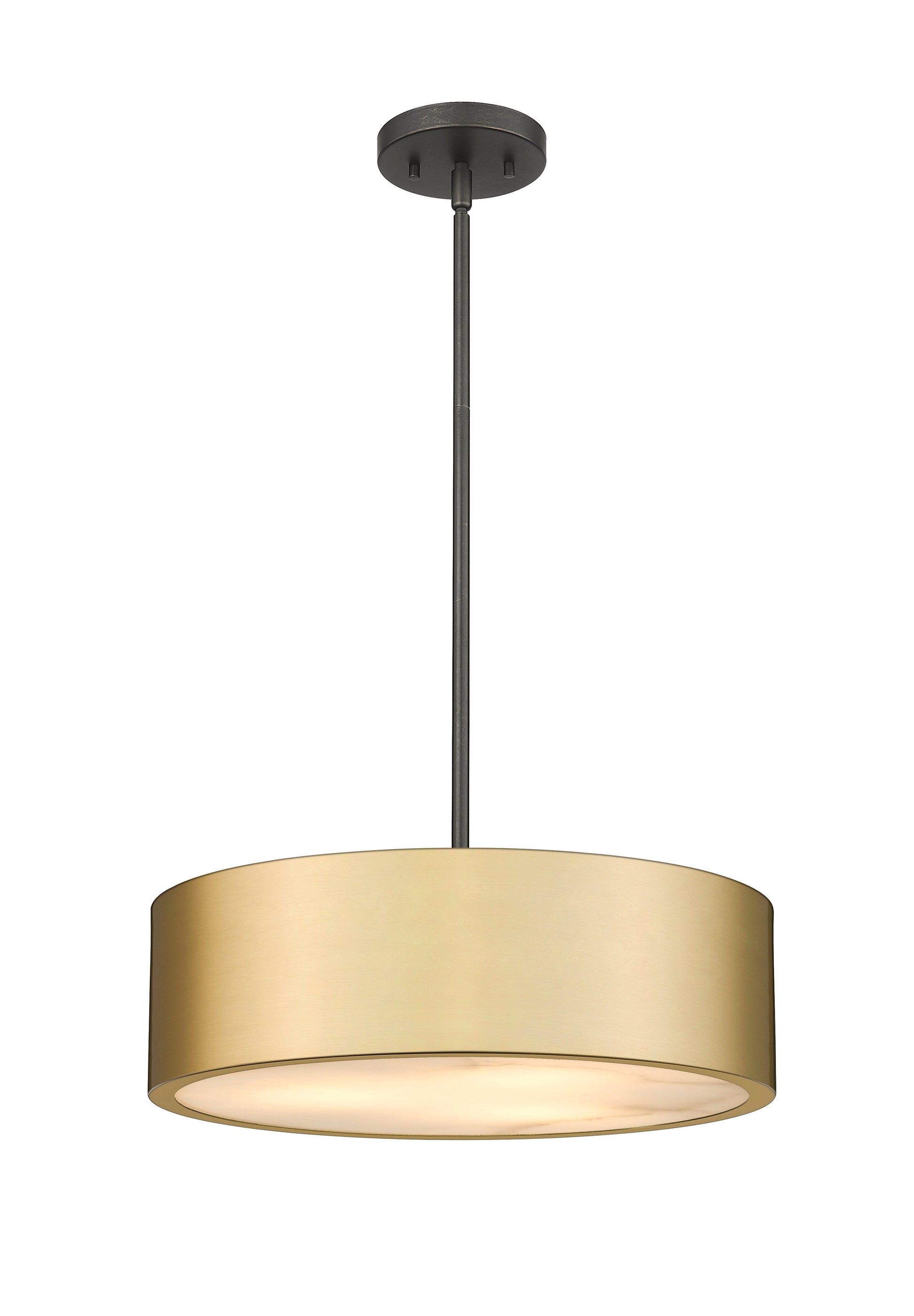 Piston 3-Light Polished Nickel Pendant Spanish Alabaster Stone Diffuser Modition Lighting