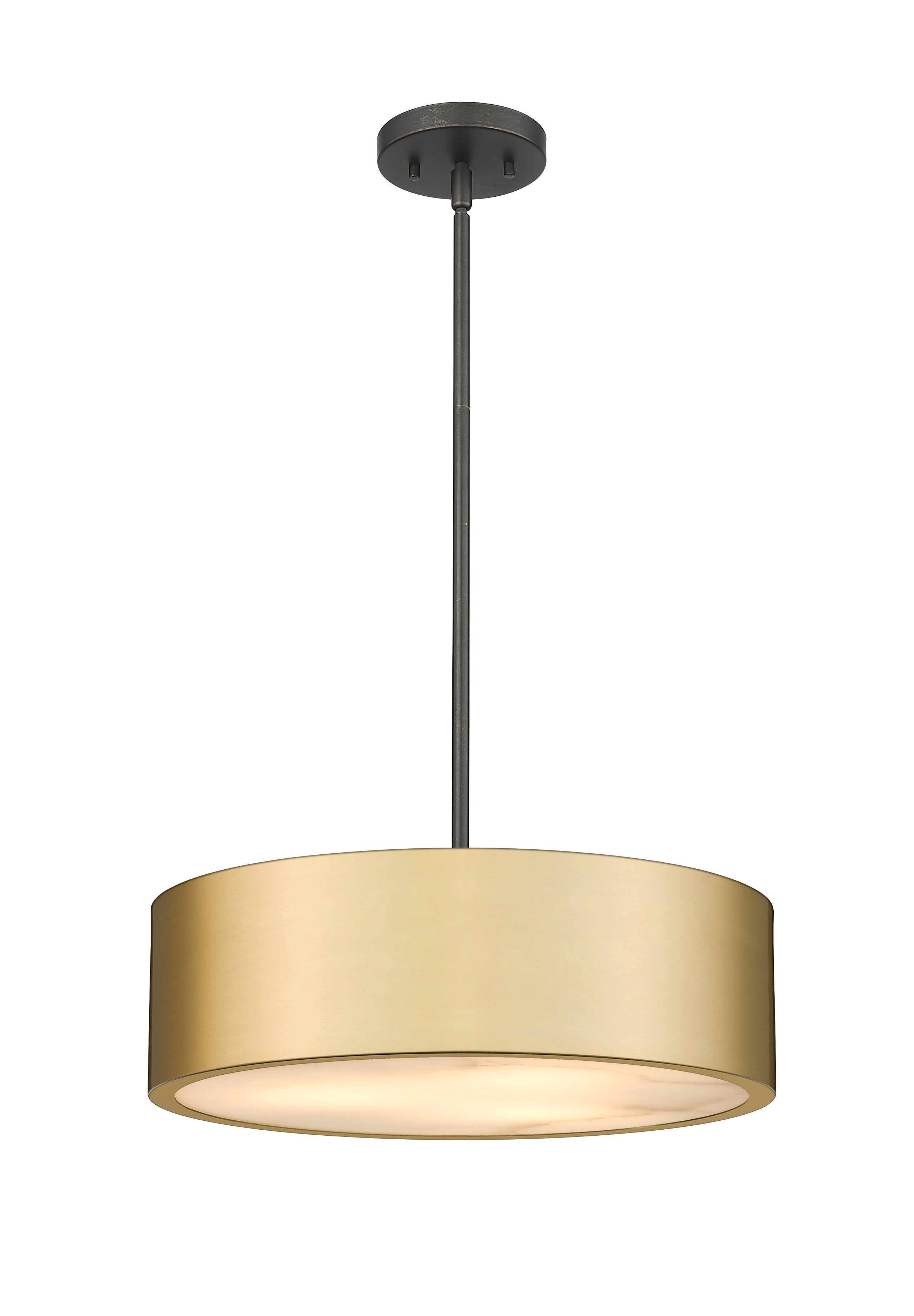 Piston 3-Light Polished Nickel Pendant Spanish Alabaster Stone Diffuser Modition Lighting