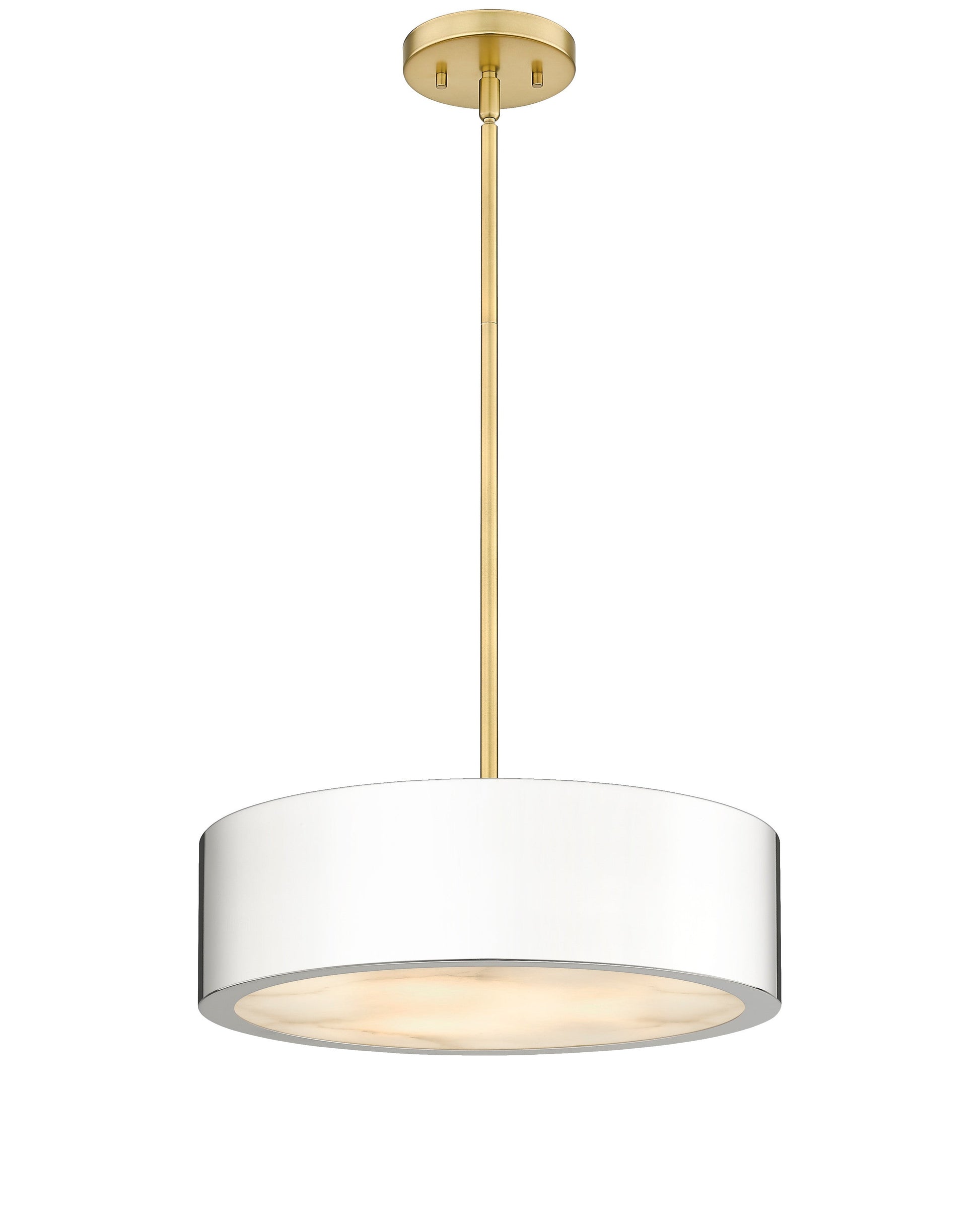 Piston 3-Light Polished Nickel Pendant Spanish Alabaster Stone Diffuser-3