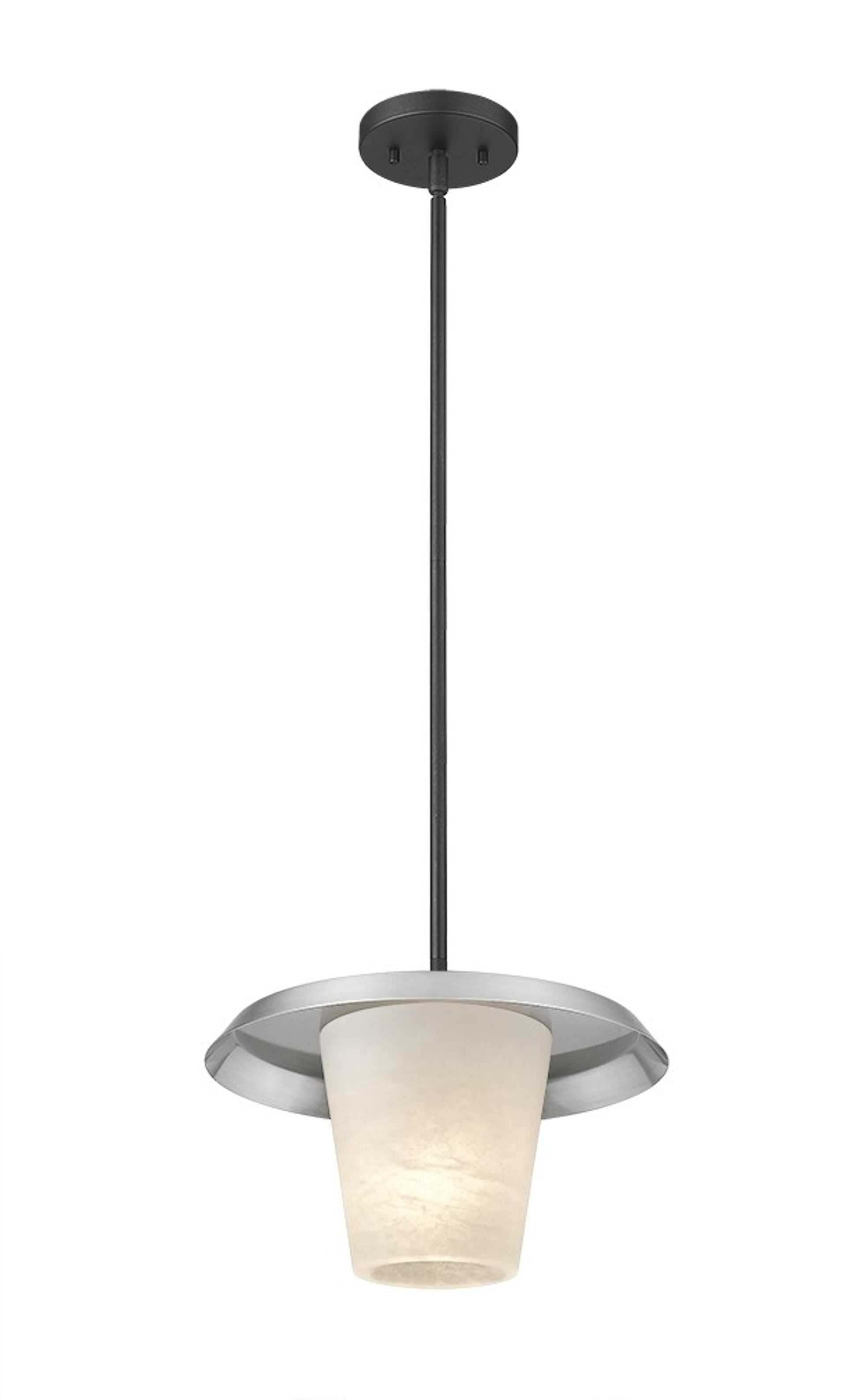 Madrid 1-Light Titanium Dark Hand Carved Alabaster with 12" Pan Pendant-4