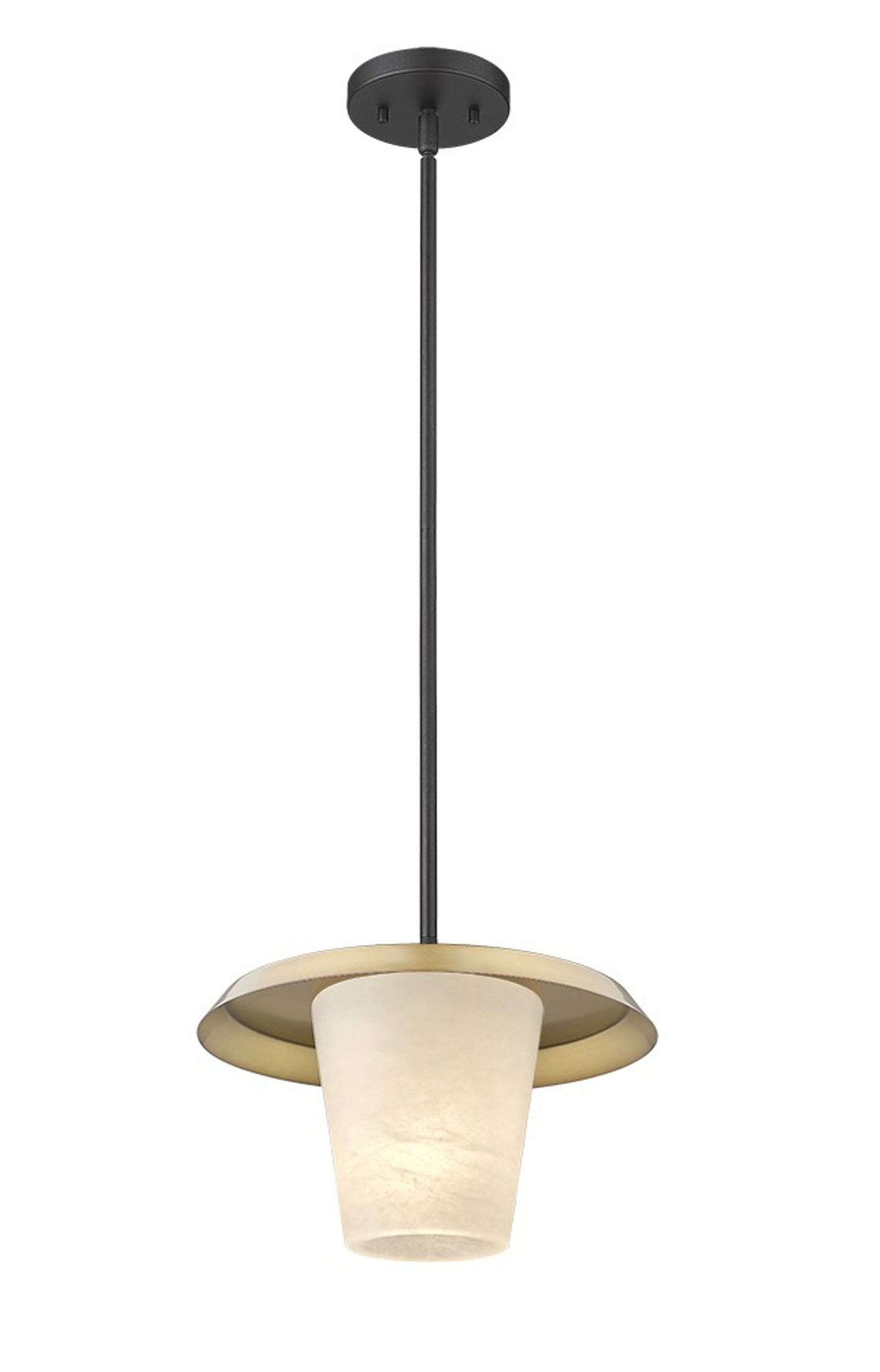 Madrid 1-Light Titanium Dark Hand Carved Alabaster with 12" Pan Pendant-1