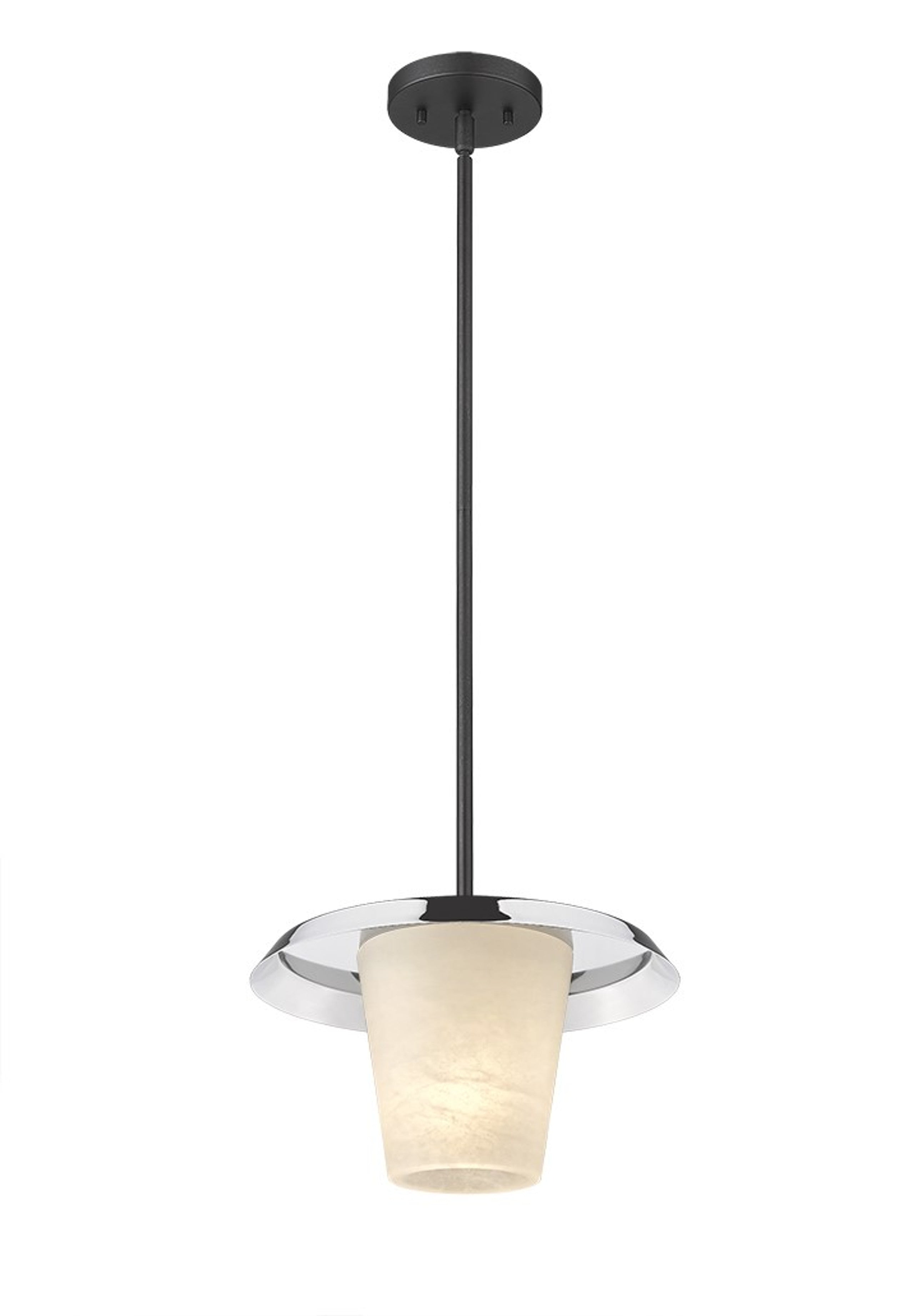 Madrid 1-Light Titanium Dark Hand Carved Alabaster with 12" Pan Pendant-zoom-3