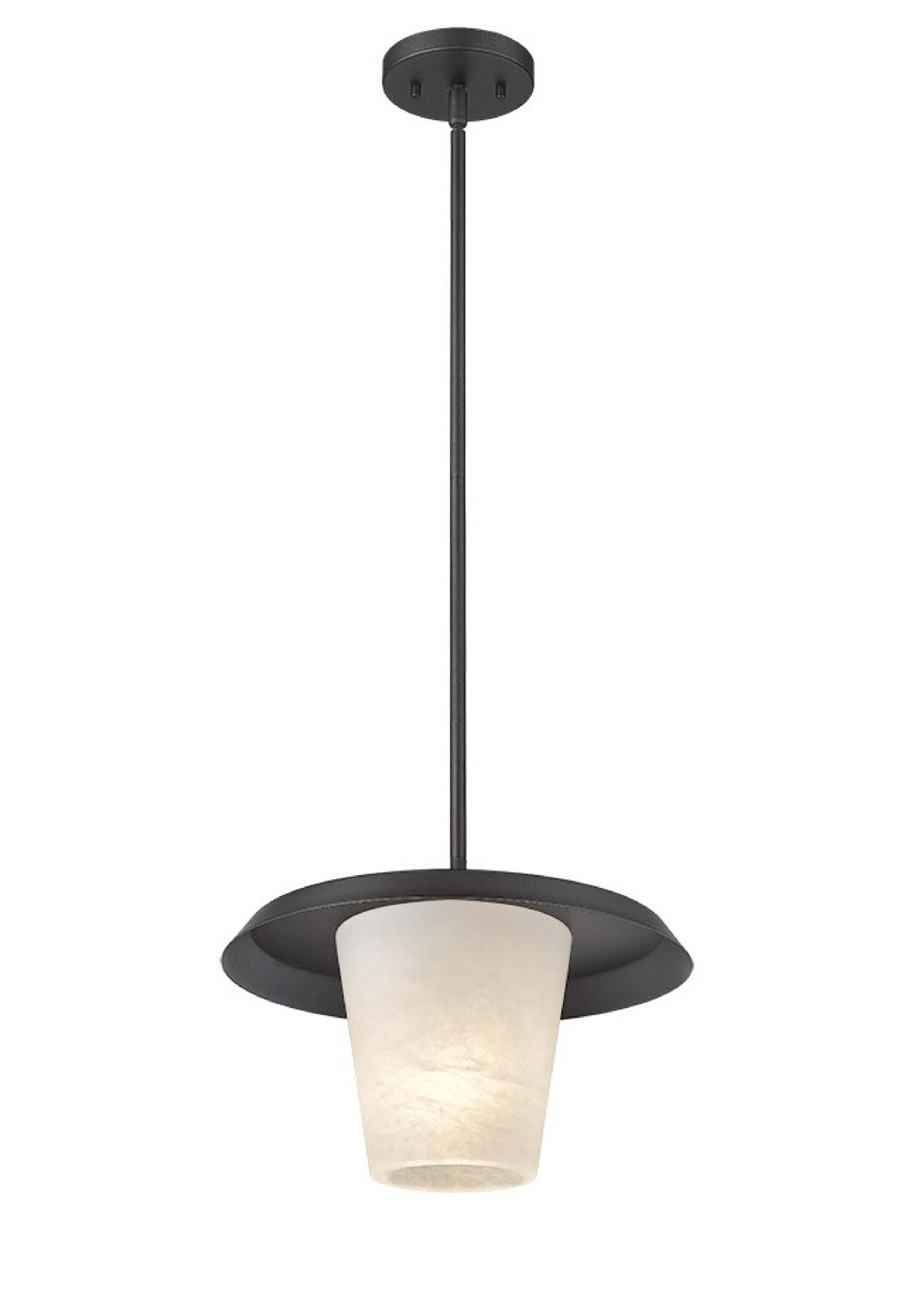 Madrid 1-Light Titanium Dark Hand Carved Alabaster with 12" Pan Pendant-zoom-5
