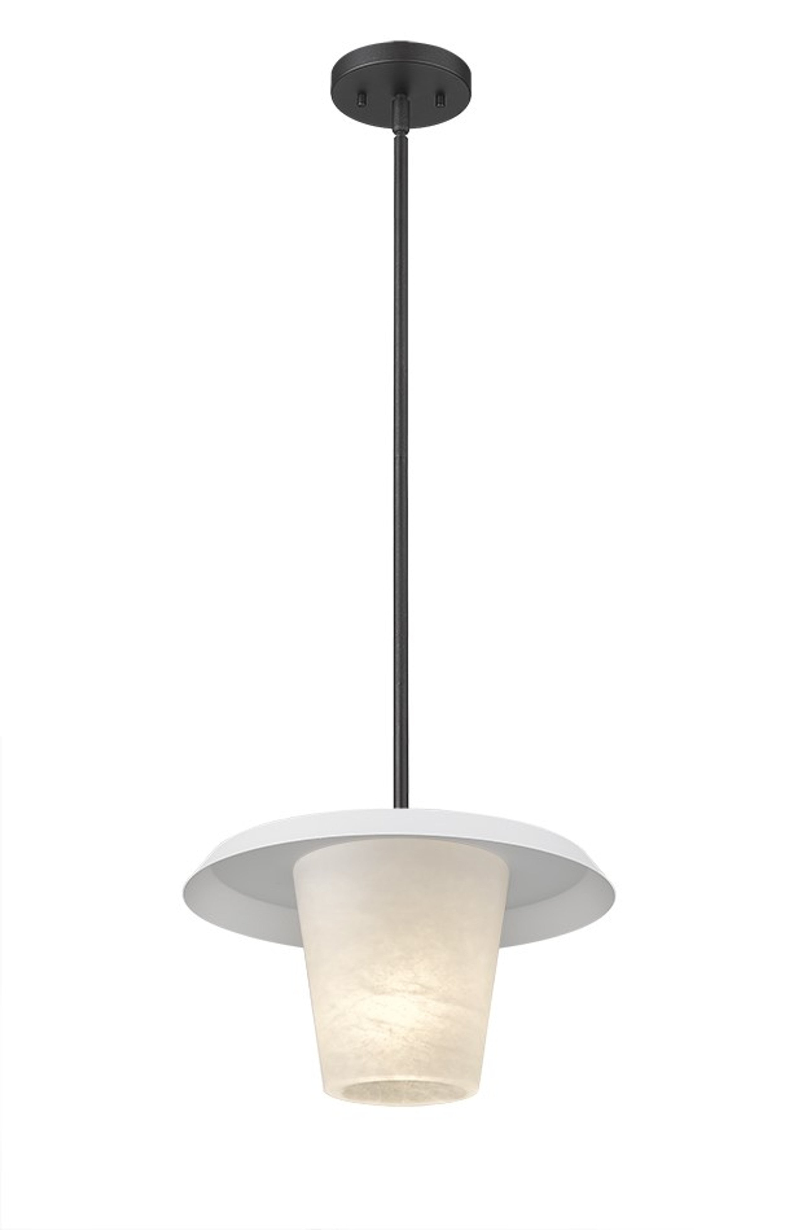 Madrid 1-Light Titanium Dark Hand Carved Alabaster with 12" Pan Pendant-zoom-2