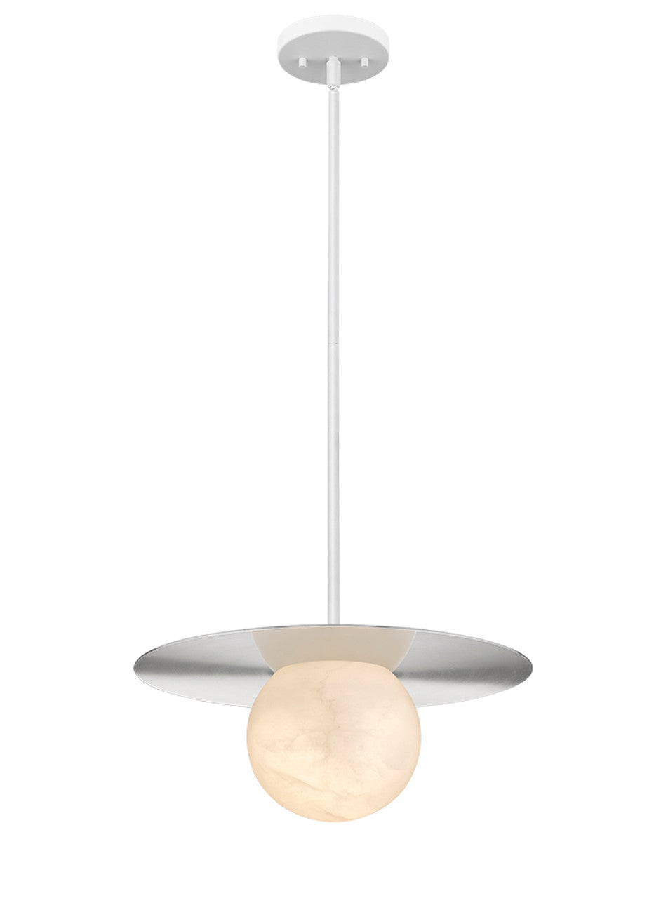 Moon Disk 1-Light White Carved Alabaster Pendant By Modition-zoom-6