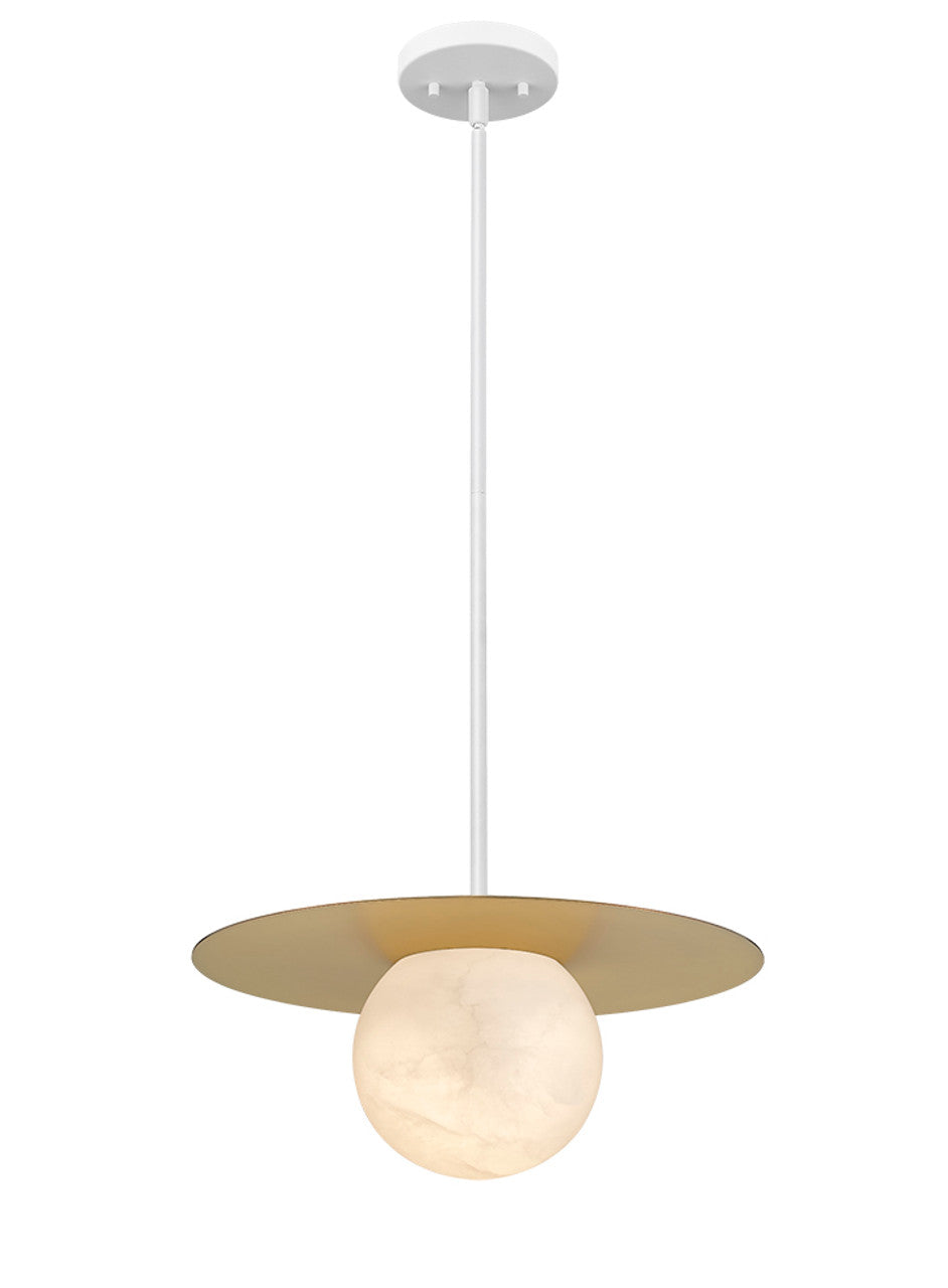 Moon Disk 1-Light White Carved Alabaster Pendant By Modition-zoom-4