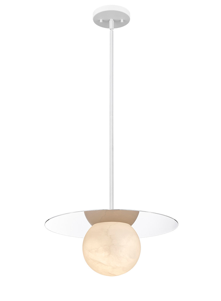 Moon Disk 1-Light White Carved Alabaster Pendant By Modition-zoom-5
