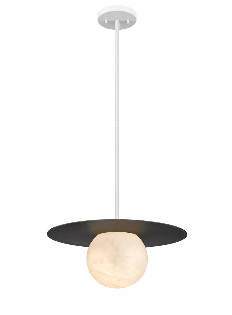 Moon Disk 1-Light White Carved Alabaster Pendant By Modition-3