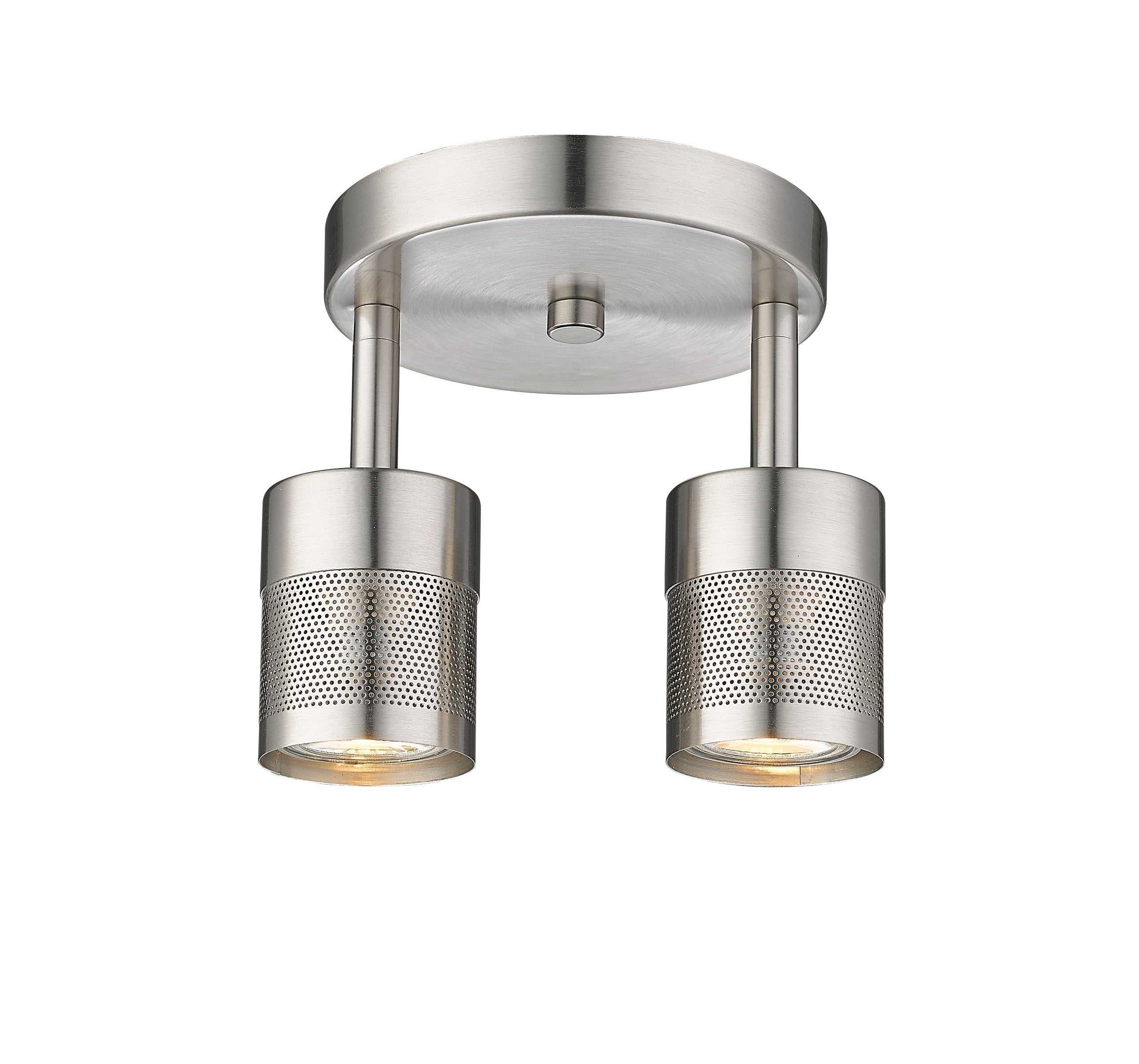 Peek Two Light Flush-Mount Track in Brushed Nickel Mirage Lighting
