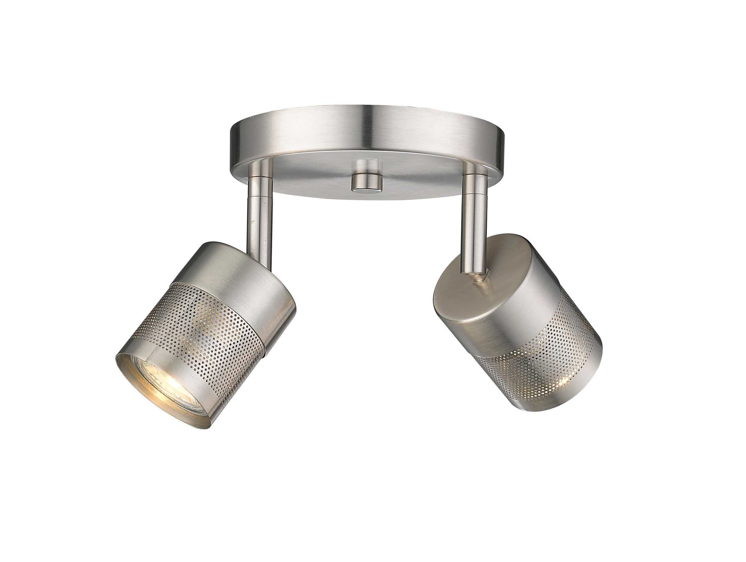 Peek Two Light Flush-Mount Track in Brushed Nickel Mirage Lighting