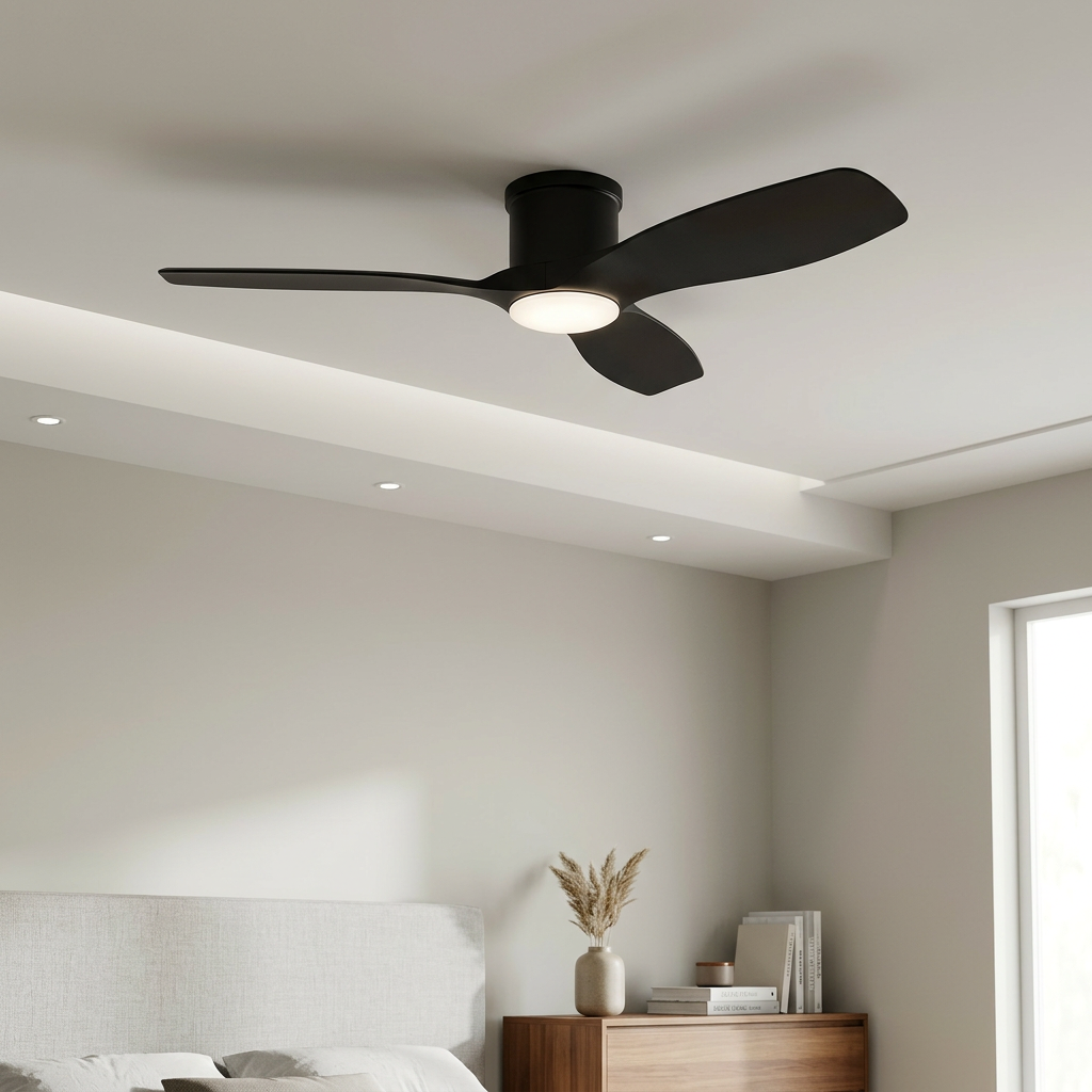 Apollo 52" Flush Ceiling Fan in Matte Black-zoom-1