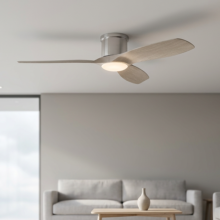 Apollo 52" Flush Ceiling Fan in Brushed Nickel with Driftwood-zoom-1