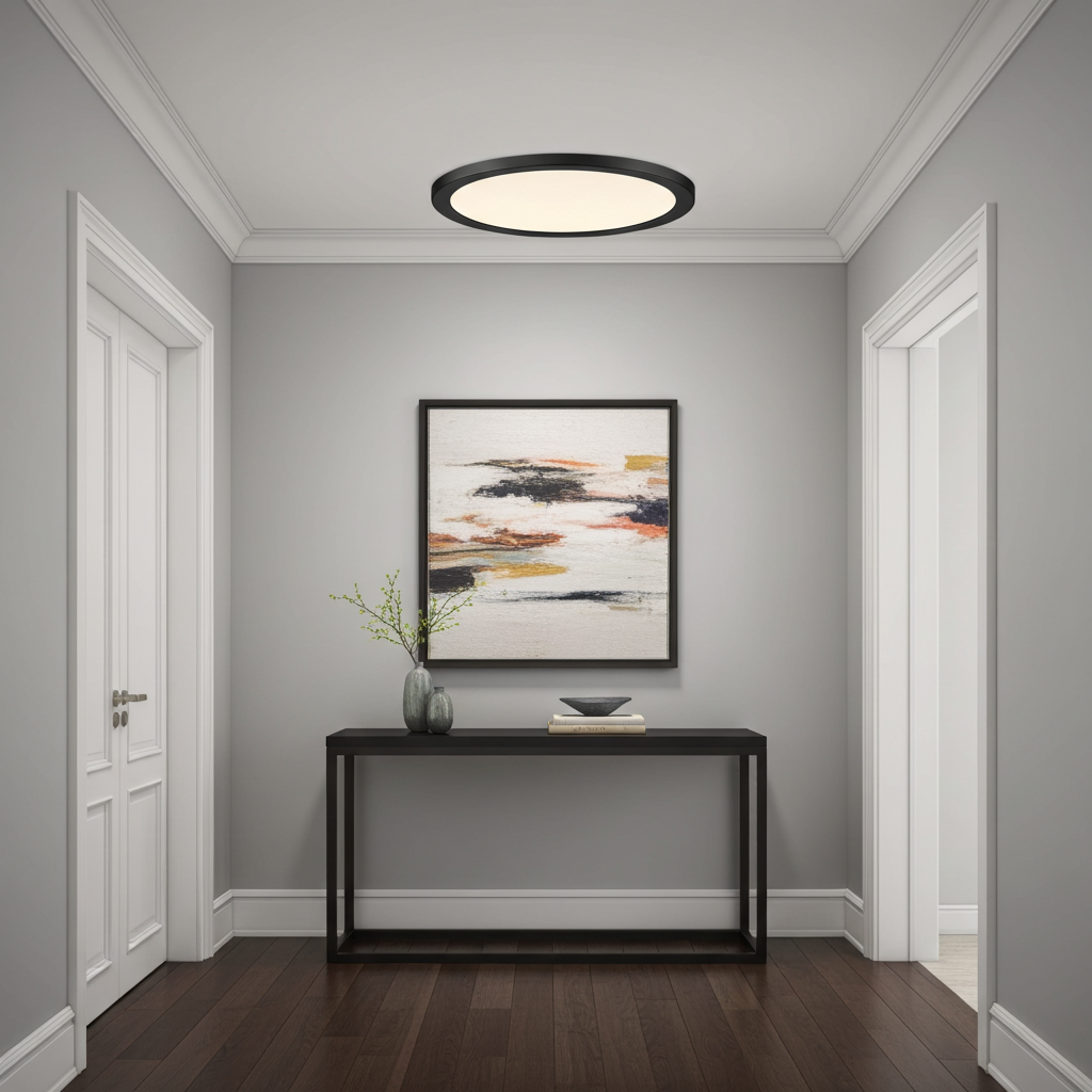 12" Slim Disk LED Flush Mount Black-zoom-2