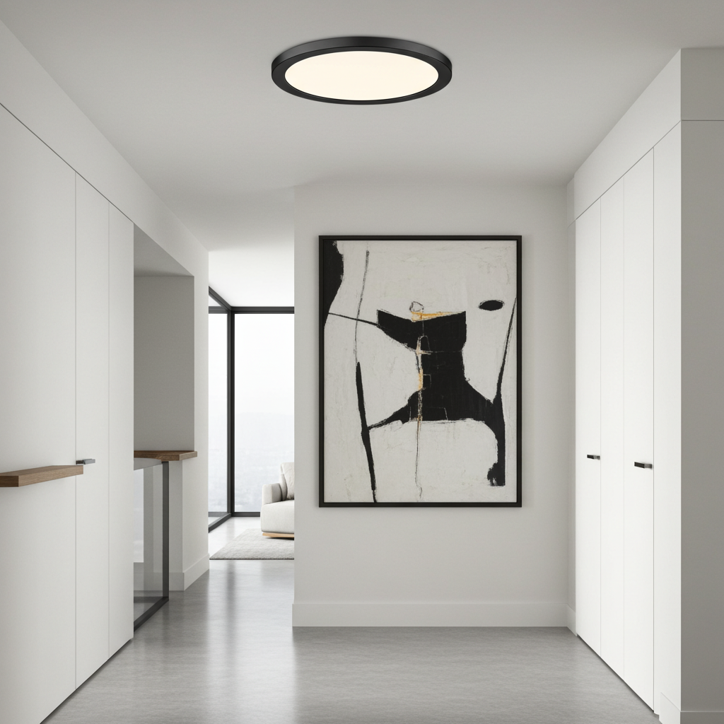 12" Slim Disk LED Flush Mount Black-3