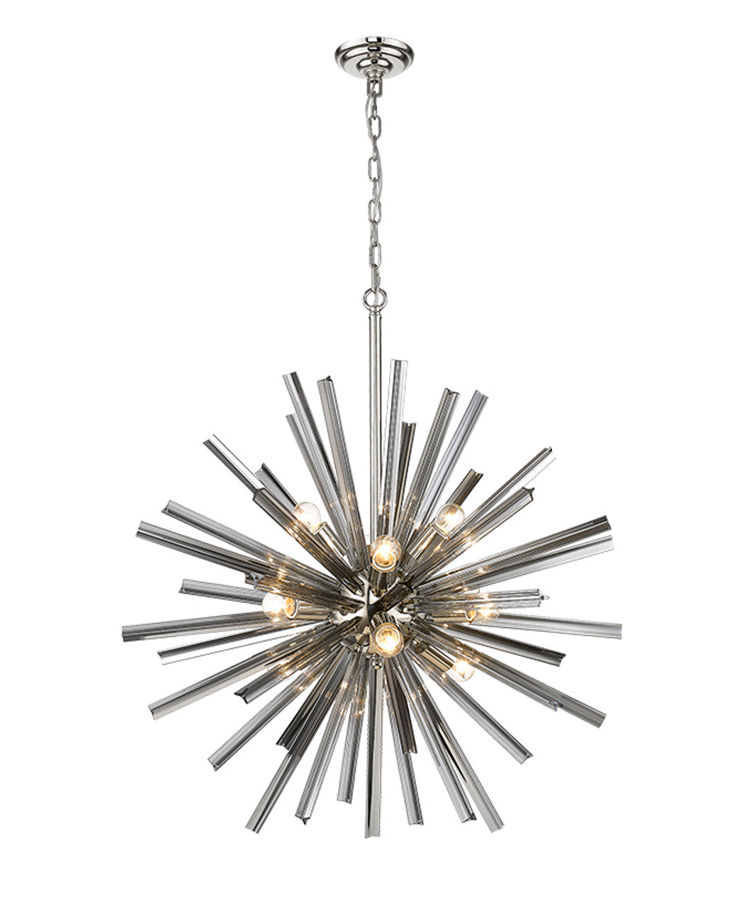 Smokey 12-Light 30" Plated Steel with Smoked Glass
