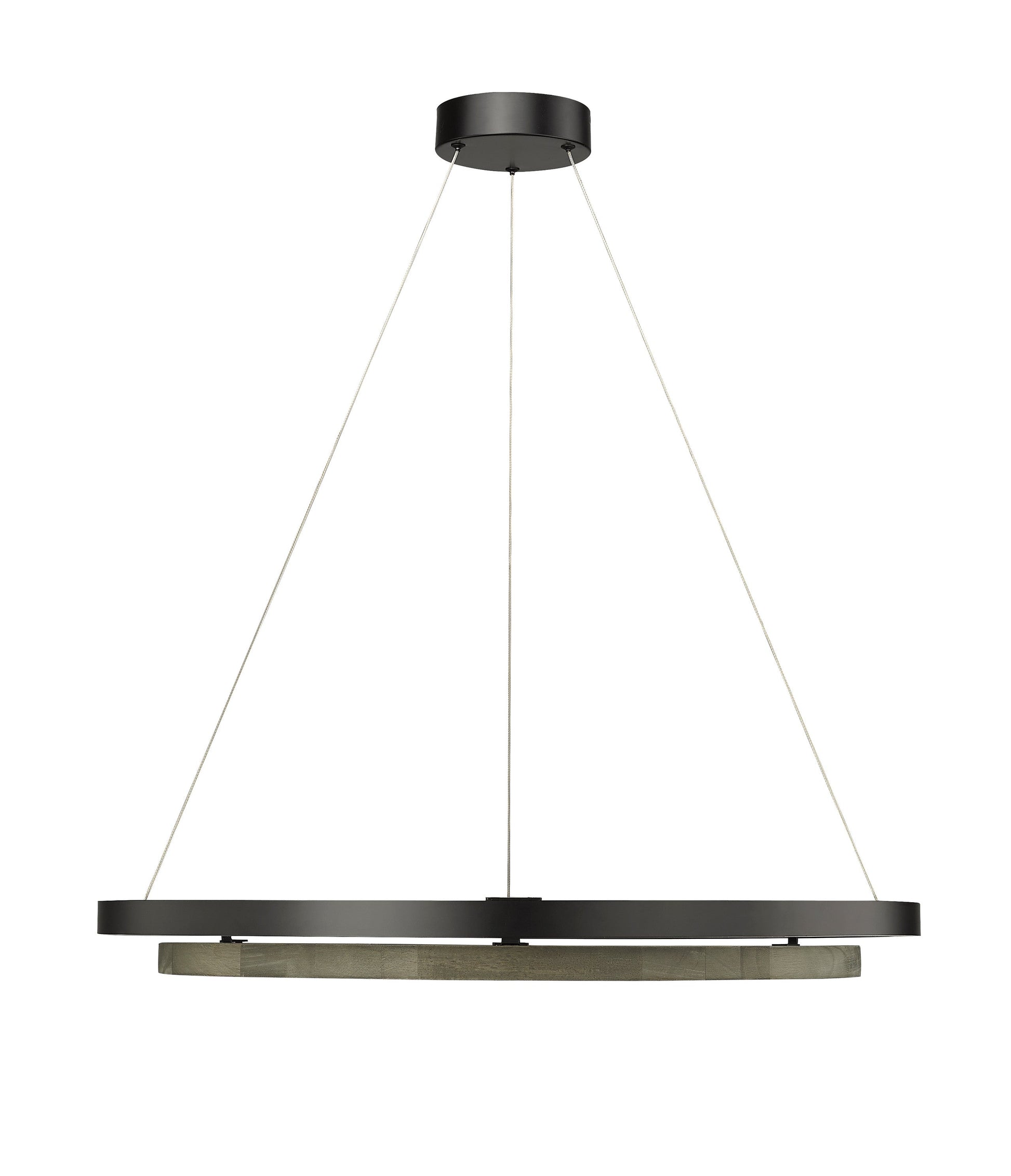 Du-Ring Flat Black & Gray Wood Duo 30 Inch Integrated LED Round Chandelier By Modition Lighting-2