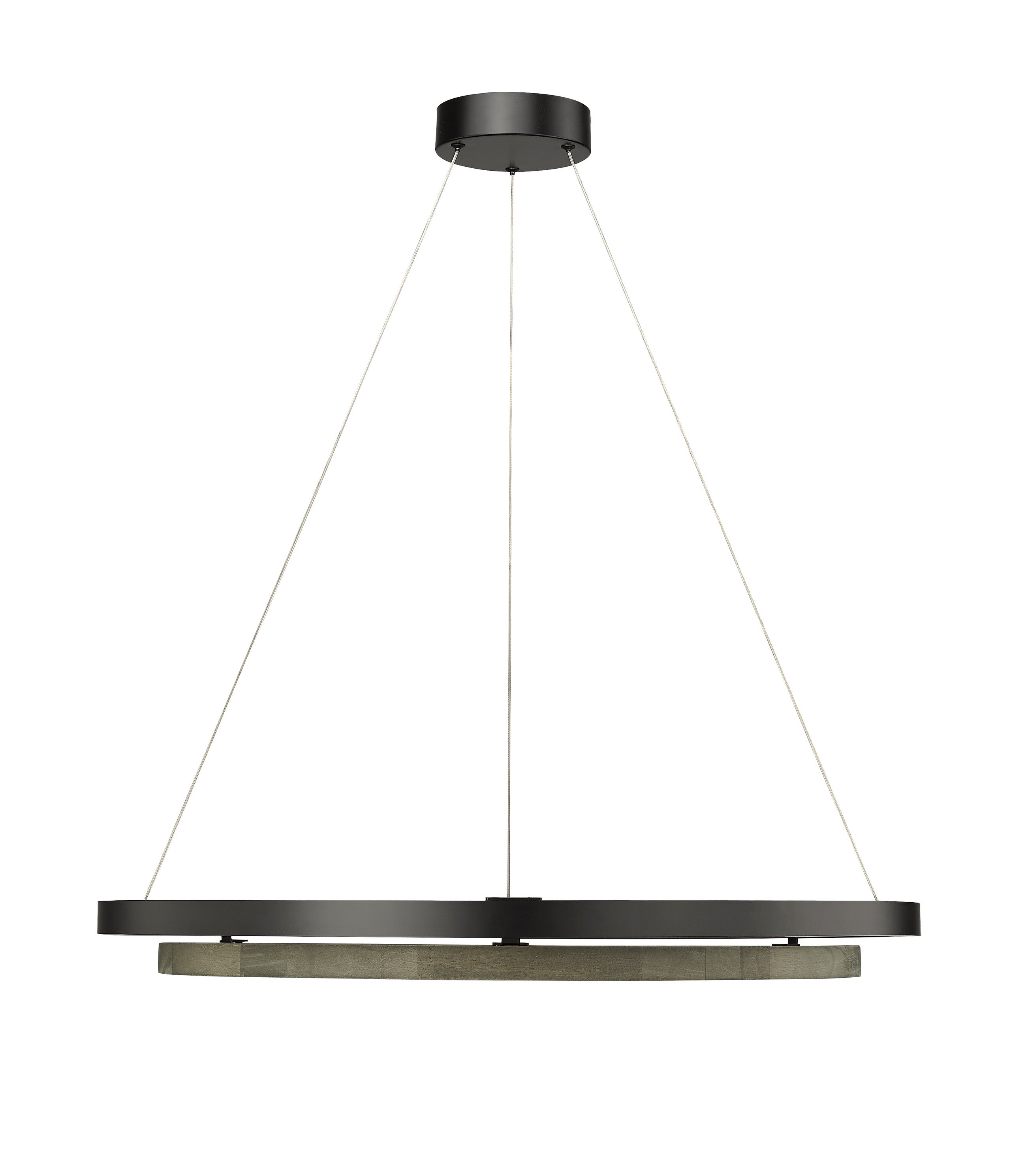 Du-Ring Flat Black & Gray Wood Duo 30 Inch Integrated LED Round Chandelier By Modition Lighting-zoom-2