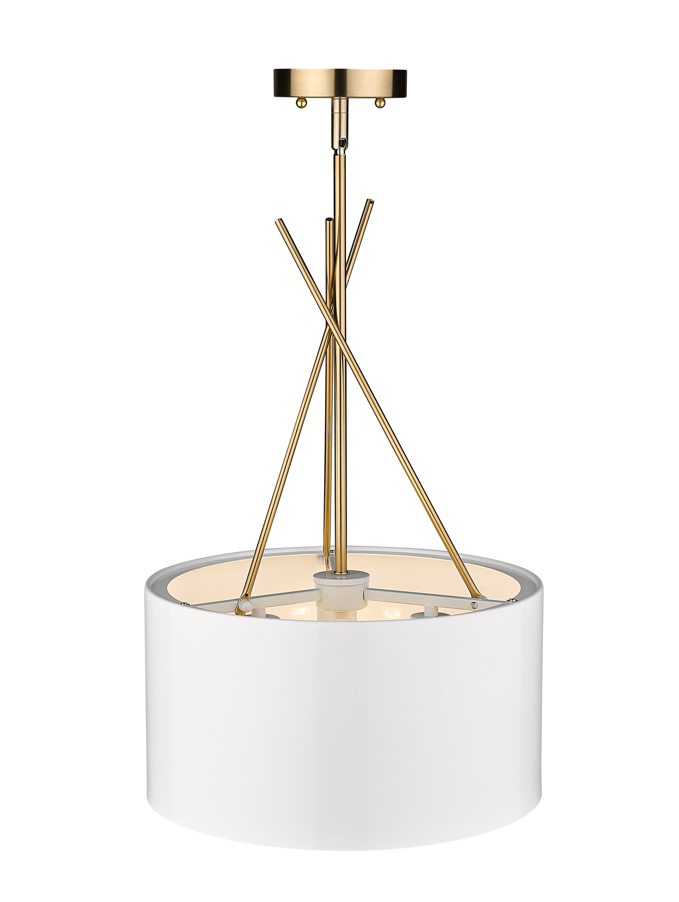 Twizzle Three Light White & Gold Pendant