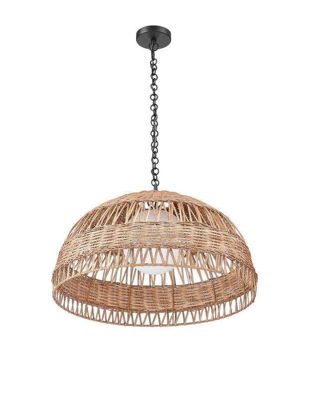 RIVA 1-Light Natural Rattan Pendant by Mirage Lighting-5
