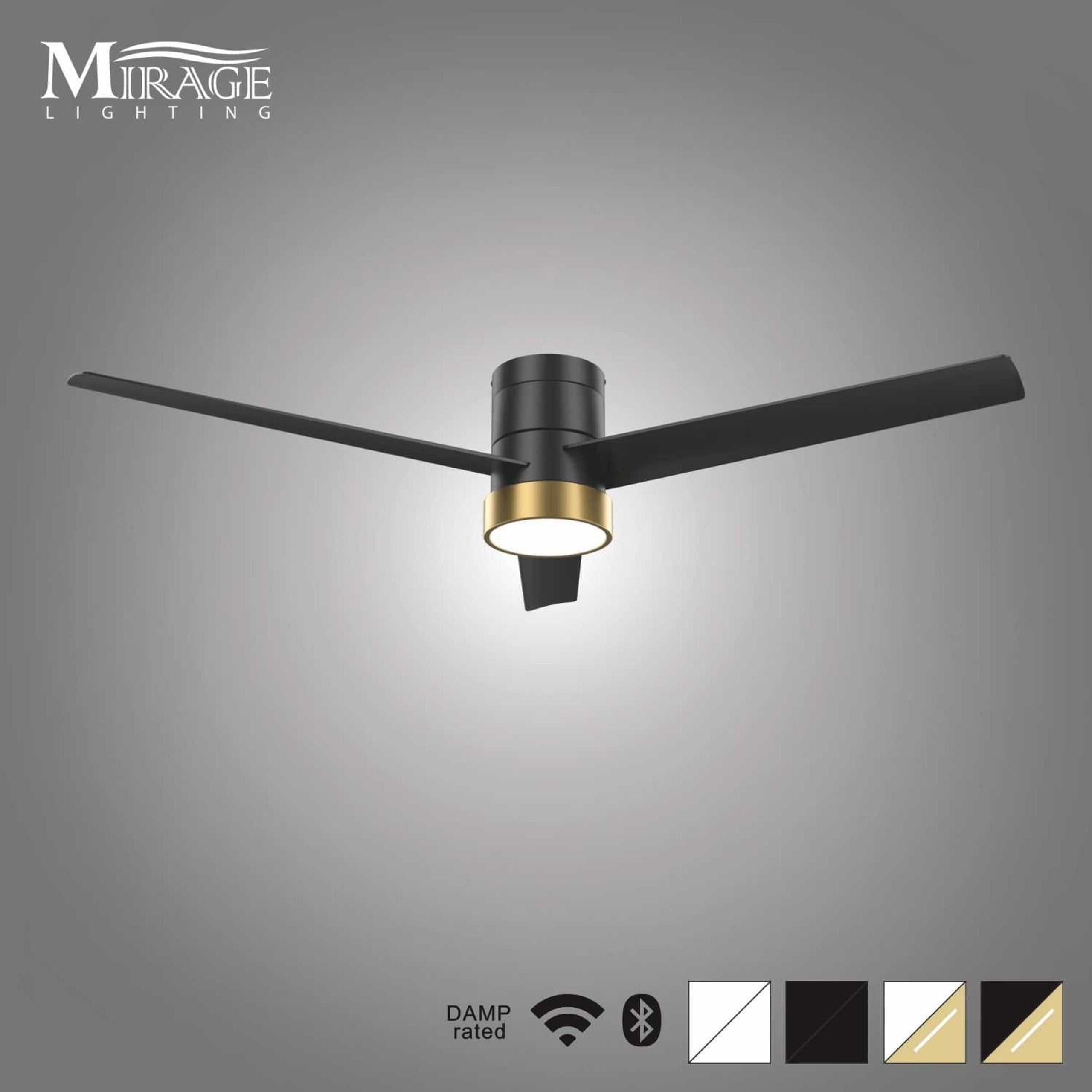 Versa 55" White Hugger Smart Ceiling Fan with Alabaster Lens Mirage Lighting