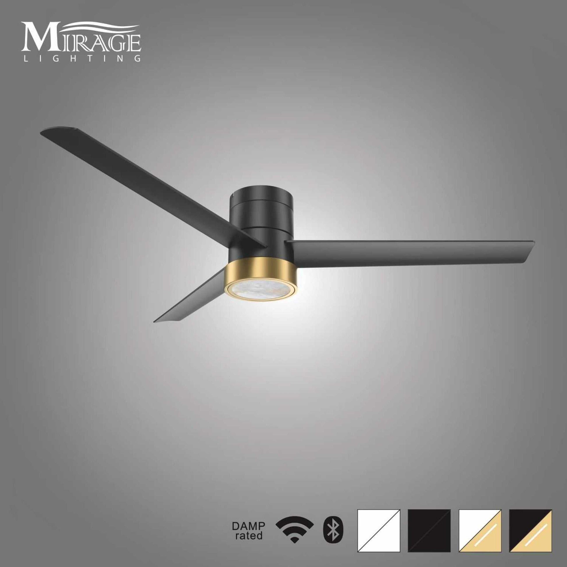 Versa 55" Black Hugger Smart Ceiling Fan with Alabaster Lens (Copy) Mirage Lighting