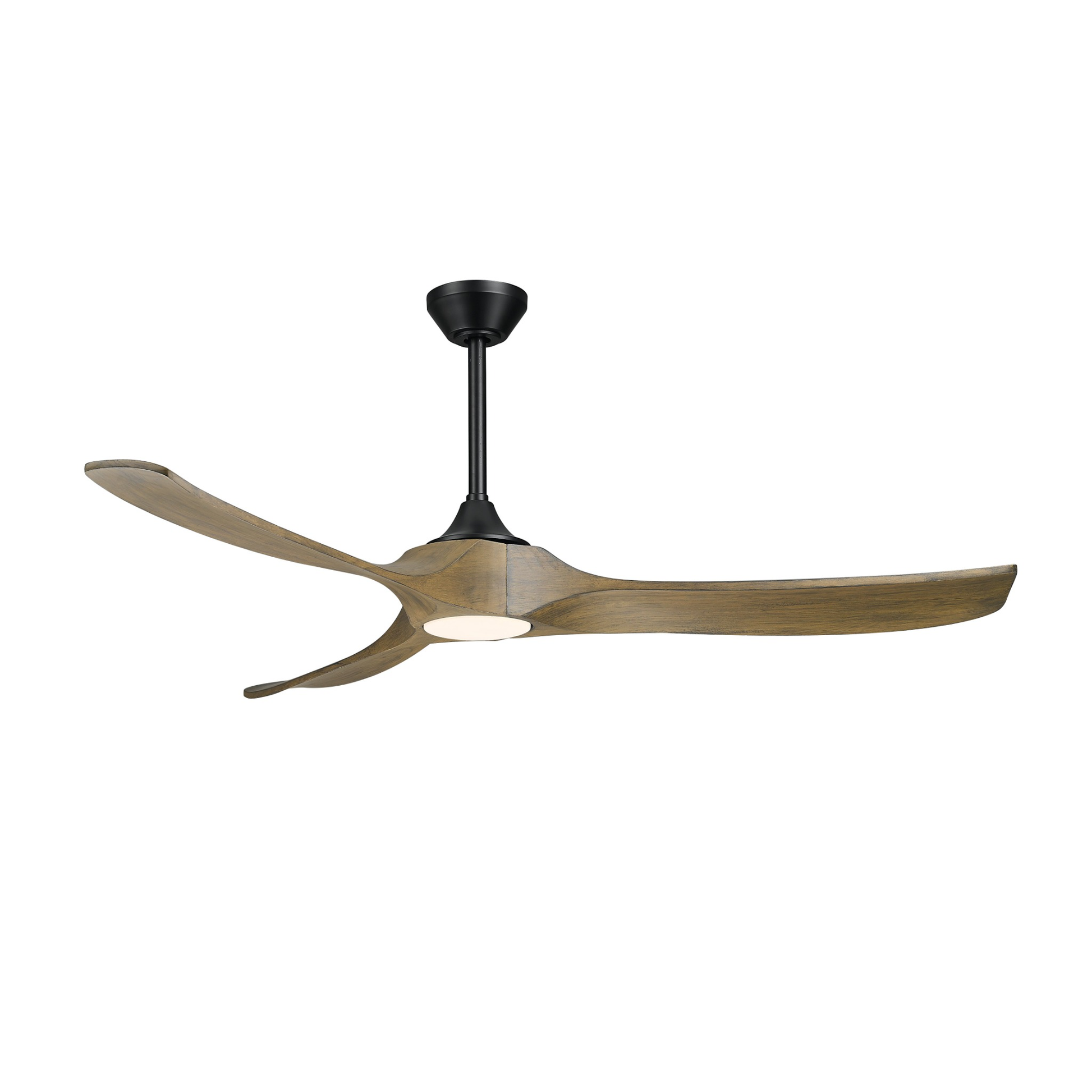 Woodern 60" Smart Ceiling Fan Matte Black with Weathered Oak Wood Blades-2